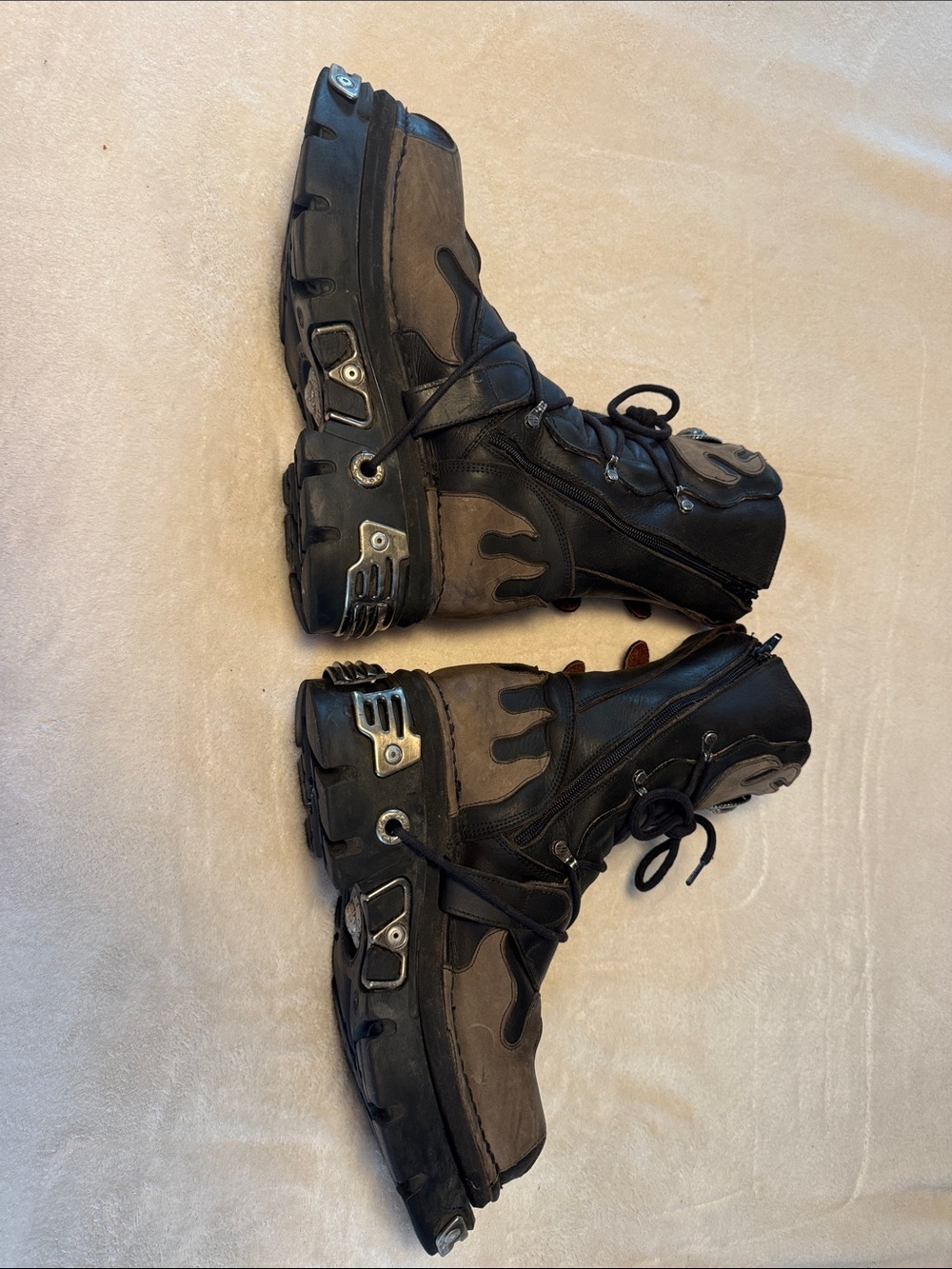 New Rock Men’s Black & Brown Lace-Up Platform Boots - Picture 3 of 12
